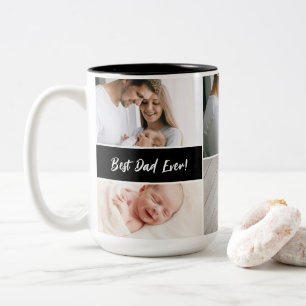 Best Dad Ever Custom Photo Collage Father's day Two-Tone Coffee Mug