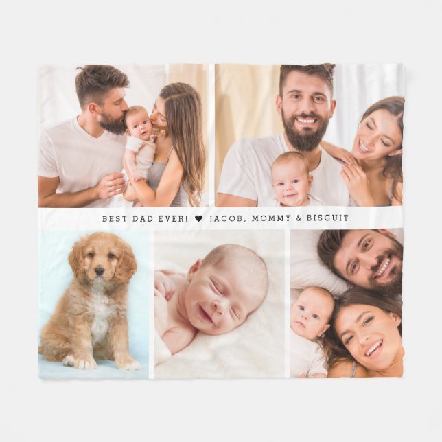 Best dad ever Custom photo collage Fleece Blanket (Front (Horizontal))