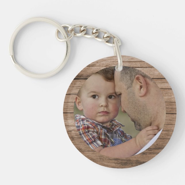 Best Dad Ever Custom Photo Create your own wood Key Ring (Front)