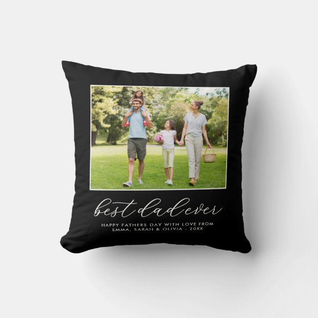 Best Dad Ever Custom Photo Cushion (Front)