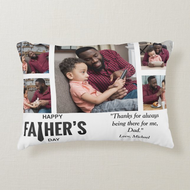Best Dad Ever Custom Photo Decorative Cushion (Front)