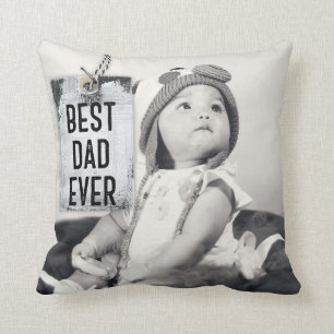 Best Dad Ever Custom Photo Father's Day Cushion