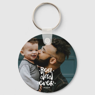 Best Dad Ever Custom Photo Father's Day Gift Name  Key Ring