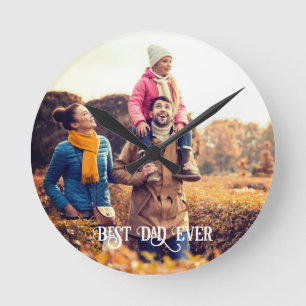 Best Dad Ever Custom Photo Father's Day Gift Round Clock