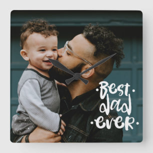 Best Dad ever Custom Photo Father's Day Gift   Square Wall Clock