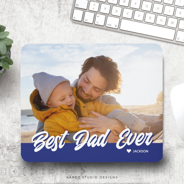 Best Dad Ever Custom Photo Fathers Day Mouse Mat (Add your favorite picture and kid´s name to this Father's Day Gift Mouse Pad.)