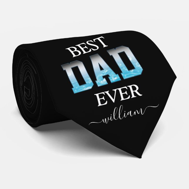 Best Dad Ever Custom Photo Father's Day  Tie (Rolled)