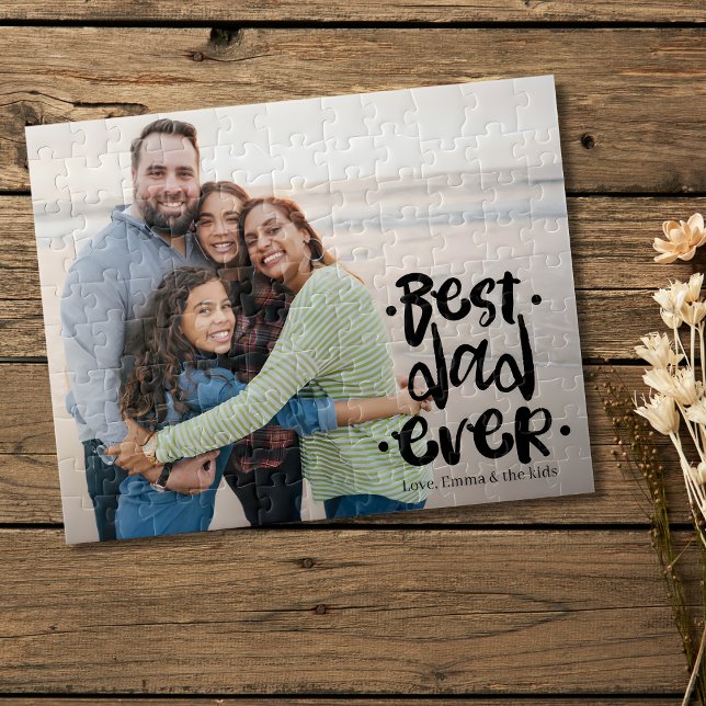 Best Dad Ever Custom Photo Gift From Wife Kids Jigsaw Puzzle (Creator Uploaded)