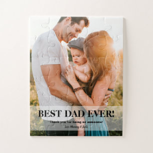 Best Dad Ever Custom Photo Names Daddy Gift Jigsaw Puzzle