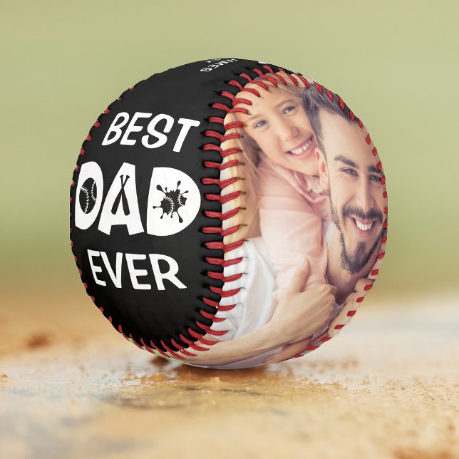 Best Dad Ever Custom Photo Personalised Name  Softball (Creator Uploaded)