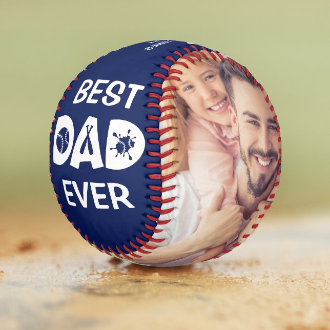 Best Dad Ever Custom Photo Personalised Name Softball (Creator Uploaded)