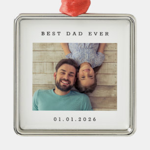 Best Dad Ever Custom Photo Simple Metal Tree Decoration