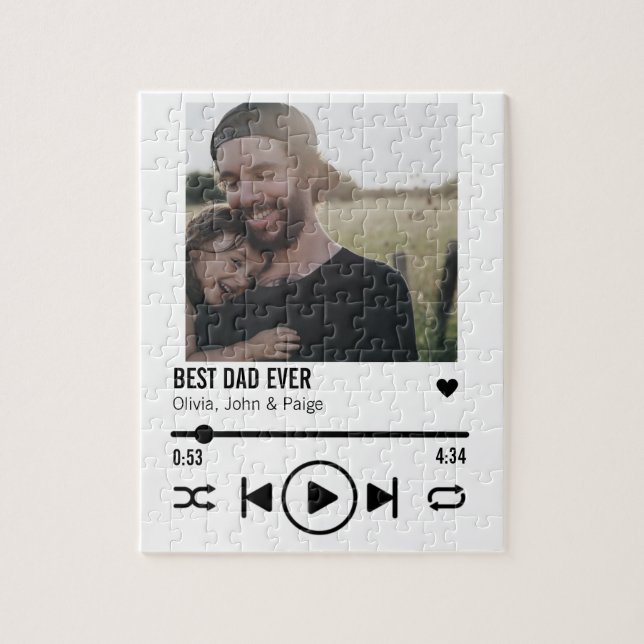 Best Dad Ever Custom Photo Song Playlist Jigsaw Puzzle (Vertical)