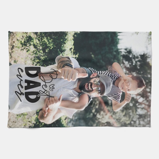 Best Dad Ever Custom Photo Tea Towel (Horizontal)