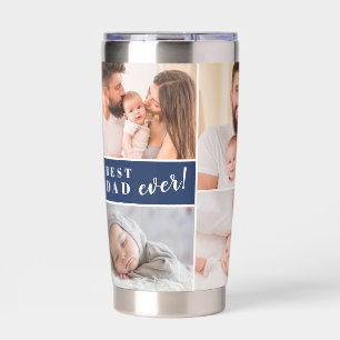 Best Dad Ever! Custom Photos Father's Day blue Insulated Tumbler