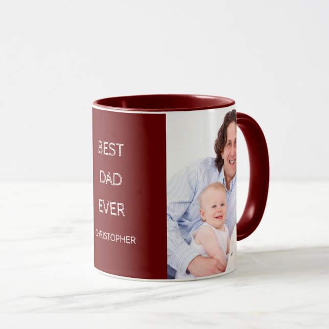 Best Dad Ever Custom two Photos Mug (Front Right)