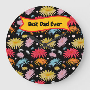 Best Dad Ever Custom Typography Gift for Dad Large Clock