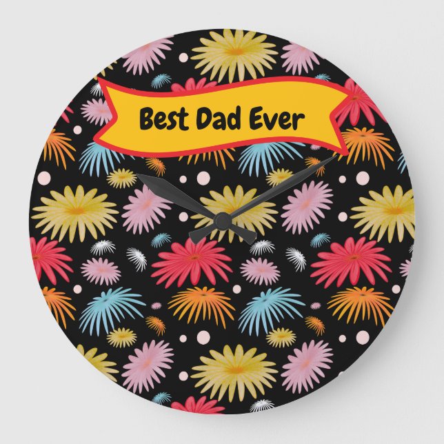Best Dad Ever Custom Typography Gift for Dad  Large Clock (Front)