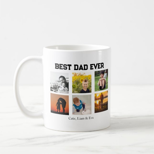 Best Dad Ever Customizable name and images Coffee Mug (Left)