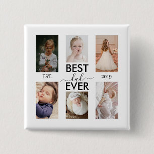 Best Dad Ever Customizable year and images 15 Cm Square Badge