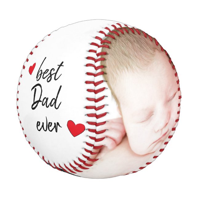 Best Dad Ever Cute 2 Photo  Custom Baseball (Angled)