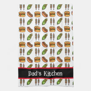 Best Dad Ever Cute Barbecue Foods Tea Towel