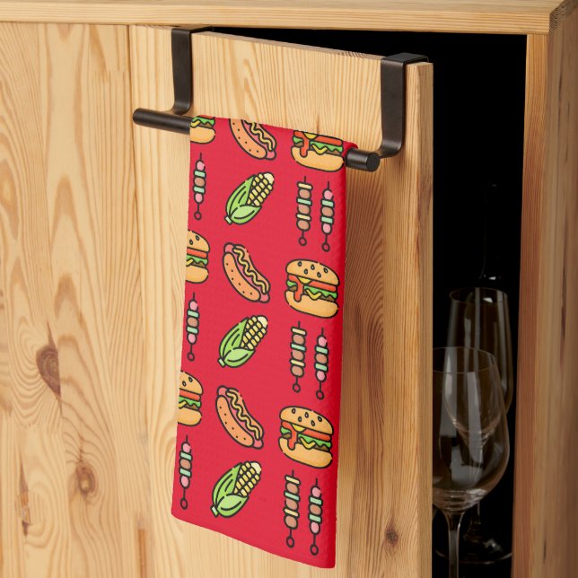 Best Dad Ever Cute Barbecue Foods Tea Towel (Thirds Fold)