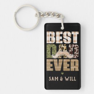 Best Dad Ever Cute Checkered Pattern Key Ring