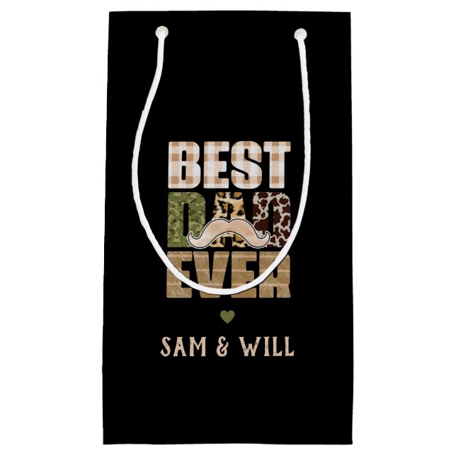 Best Dad Ever | Cute | Checkered Pattern Small Gift Bag (Front)