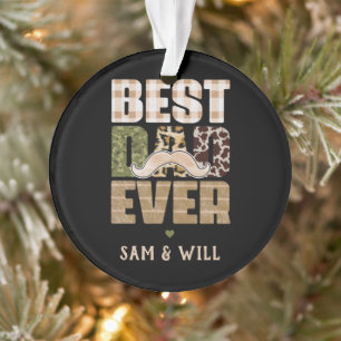 Best Dad Ever Cute Chequered Pattern Ornament