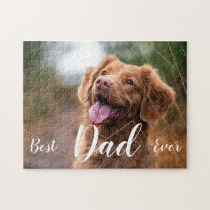 Best Dad Ever Cute Dog Pet Photo Dog Dad Jigsaw Puzzle