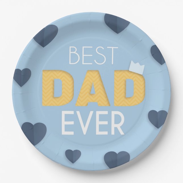 Best Dad Ever Cute Father's Day  Paper Plate (Front)