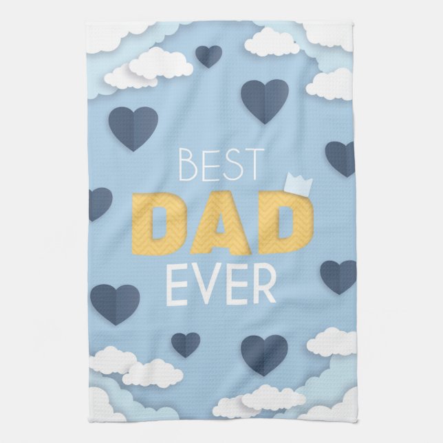 Best Dad Ever Cute Father's Day Tea Towel (Vertical)