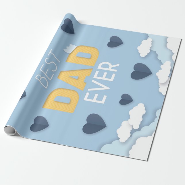 Best Dad Ever Cute Father's Day   Wrapping Paper (Unrolled)