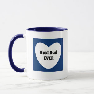 Best Dad Ever Cute Navy Blue White Heart Mug