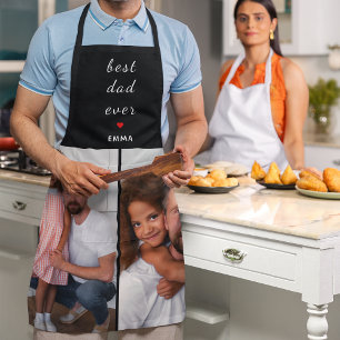 Best Dad Ever Cute Red Heart Customs Two Photo Apron