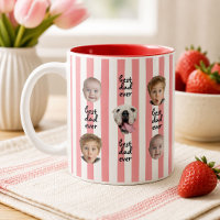 Best Dad Ever Cute Red Stripes Baby 3 Face Photo