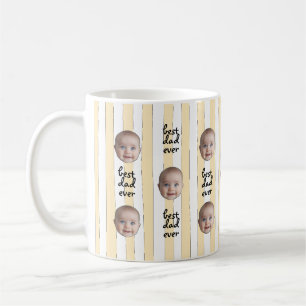 Best Dad Ever Cute Stripes Baby Face Photo Coffee Mug