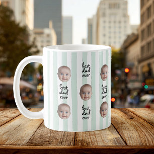 Best Dad Ever Cute Stripes Baby Face Photo Coffee Mug