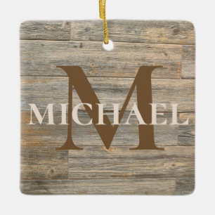 Best Dad Ever Distressed rustic light wood grain Ceramic Ornament