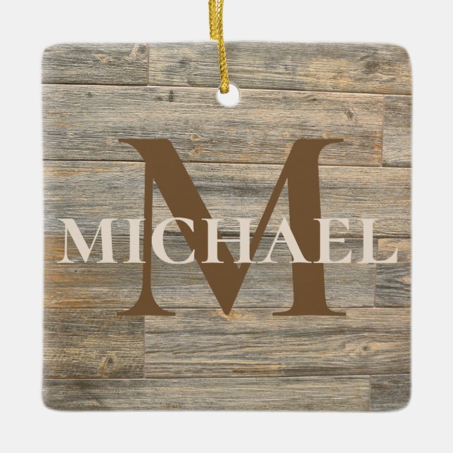 Best Dad Ever Distressed rustic light wood grain  Ceramic Ornament (Front)