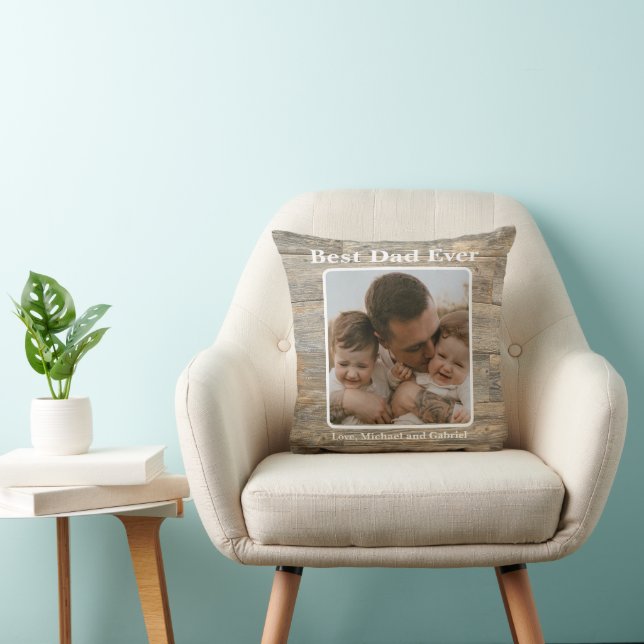 Best Dad Ever Distressed rustic light Wood grain  Cushion (Chair)