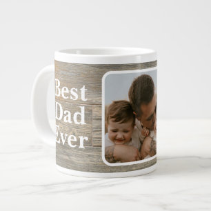 Best Dad Ever Distressed rustic light Wood grain  Large Coffee Mug