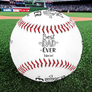 Best Dad Ever   Doodle Personalised Father's Day Baseball