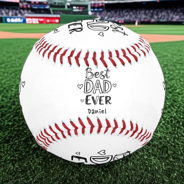Best Dad Ever | Doodle Personalised Father's Day Baseball (Creator Uploaded)