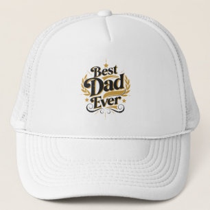 Best Dad Ever-Elegant Gold & Navy Blue Trucker Hat