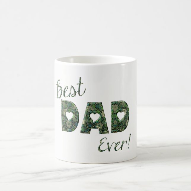 Best Dad Ever Elegant Green Floral Typography Mug (Center)