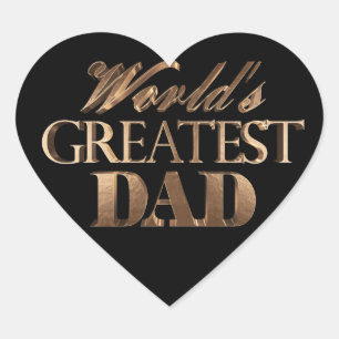 Best Dad Ever Elegant Text Black Gold Typography Heart Sticker
