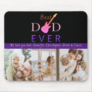 Best Dad Ever Family Photo Collage Fathers Day Mouse Mat