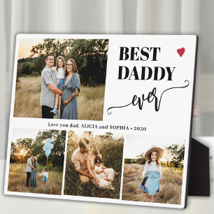 Best dad ever family photo collage heart plaque